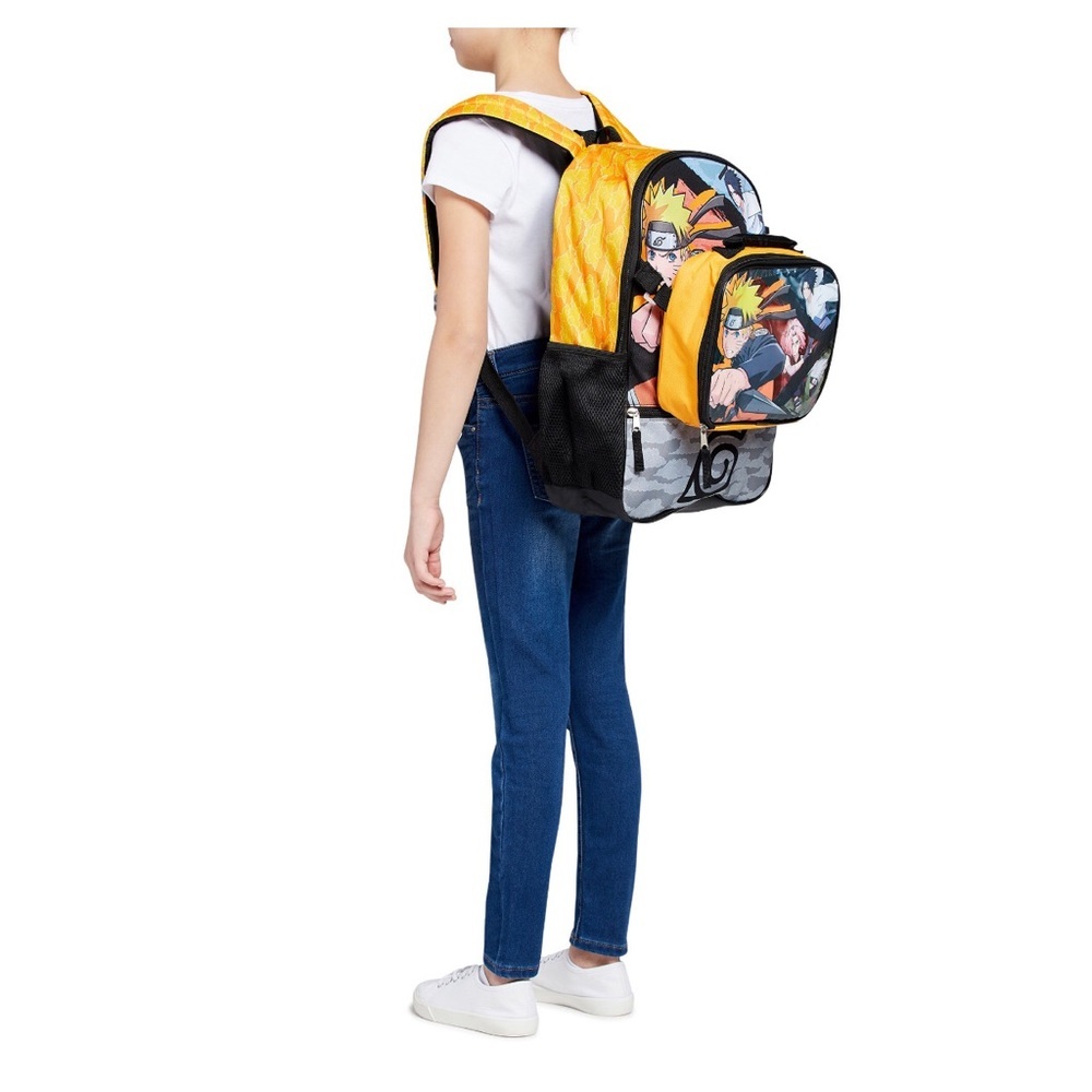 Naruto Shippuden 4-Piece Backpack Set‎ for Kids lunch tote gadget case & tag new